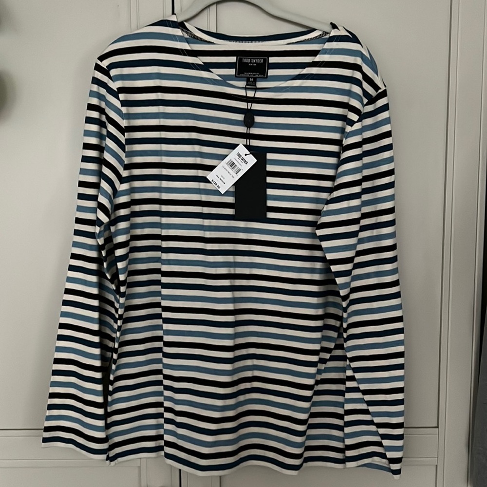 Todd Snyder boat neck tee in blue Medium
